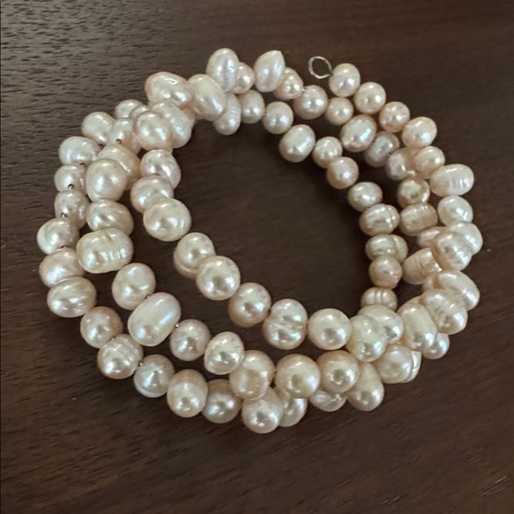 PINK FRESHWATER PEARLS BRACELET COIL ARTISAN Jewelry Spiral Bangle Genuine Pearl - Picture 6 of 12